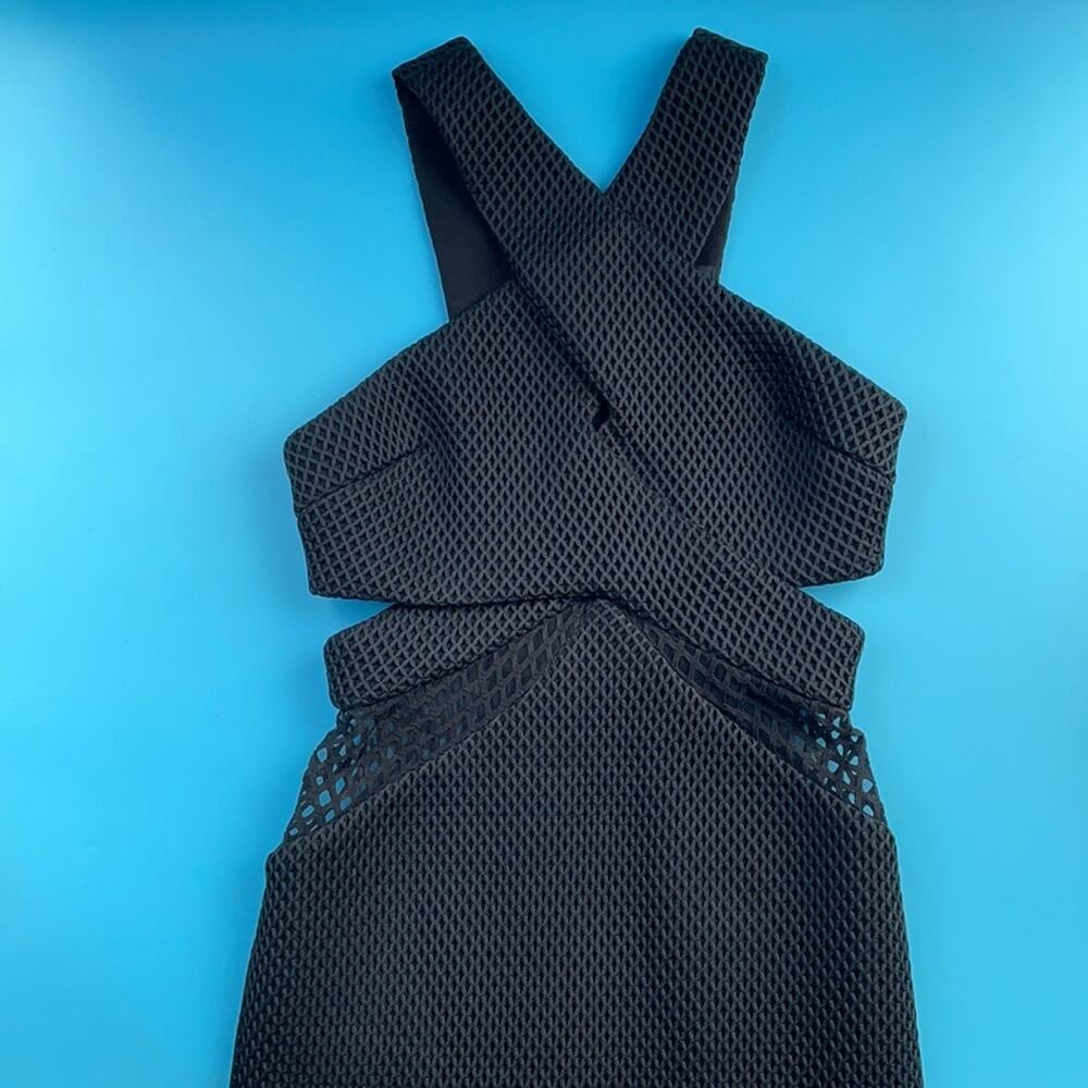 NWOT Kendall & Kylie Women’s Black Jana Mesh Spliced Midi Dress Size Small - Picture 5 of 13